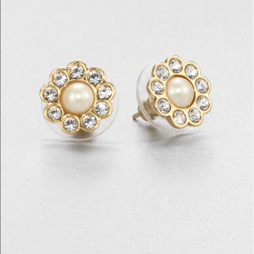 Kate Spade flower earrings in rose